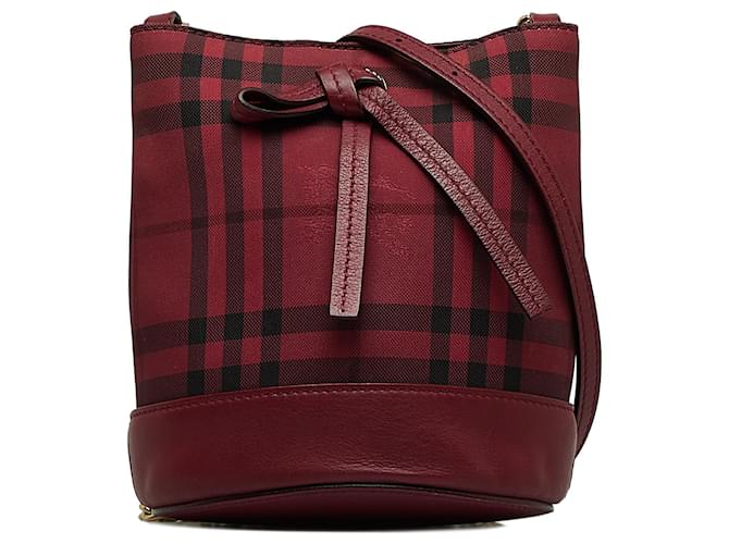 Burberry Red Haymarket Check Bucket Bag Cloth Cloth  ref.1123482