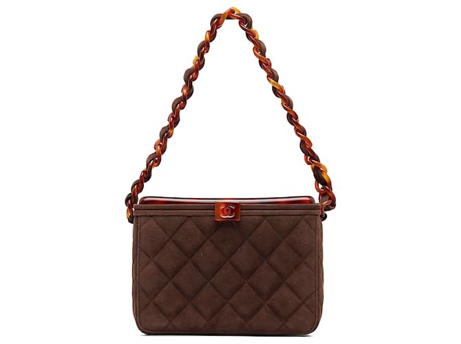 Chanel Brown Suede Vanity Bag Dark brown Leather  ref.1123502