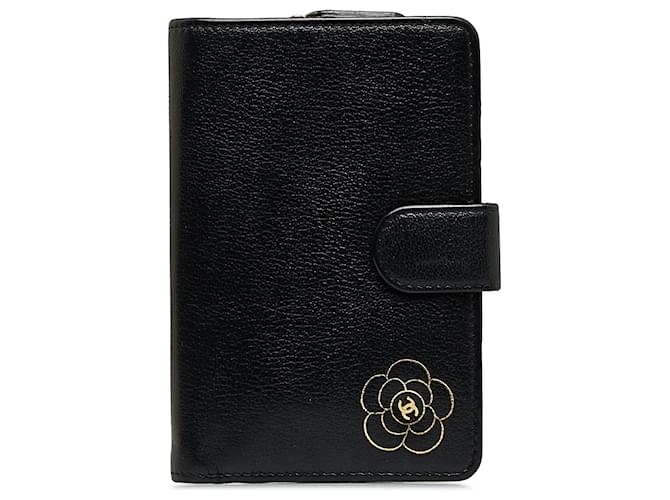 Chanel Black Camellia Leather Wallet Pony-style calfskin  ref.1123523