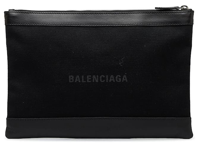 Balenciaga Black Canvas Everyday Clutch Bag Cloth Cloth ref.1123534 Joli Closet