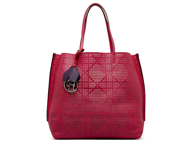 Dior Pink Perforated Cannage Dioriva Tote Leather Pony-style calfskin  ref.1123546