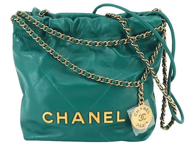 Chanel C22 Green Leather  ref.1123646