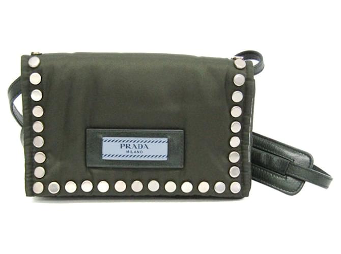 Etiquette Prada Tessuto Khaki Leather  ref.1123825