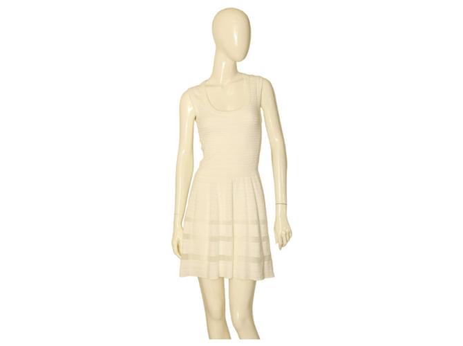 Talla M Missoni vestido mini Fit & Flare de punto blanco sin mangas por encima de la rodilla 38 Algodón  ref.1124134