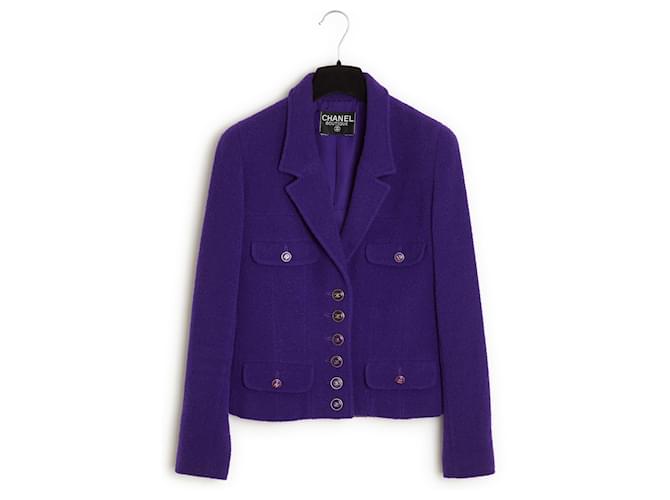 Chanel AH1995 Tailored Jacket FR34/36 Dark purple Wool  ref.1124459