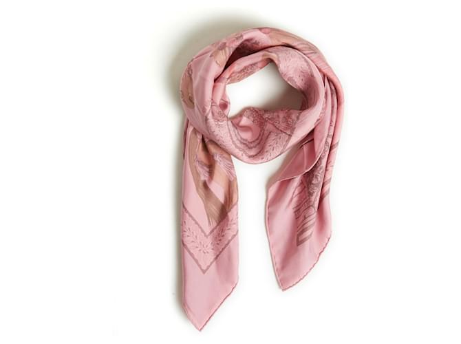 Hermès Cheval Marwari 90 Dip Dye Pink New Soie Rose  ref.1124493
