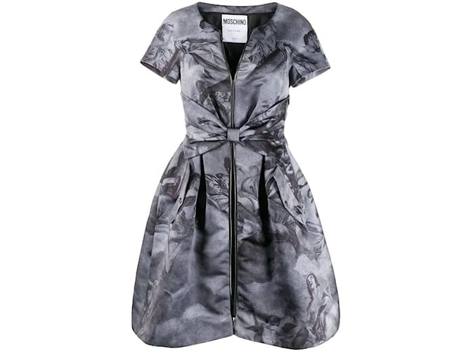 Moschino Grey Printed Dress Cotton  ref.1124617