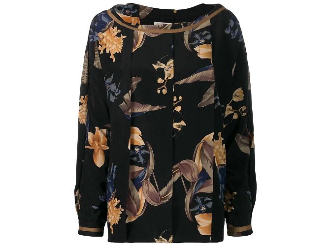 Gianni Versace Blumenbluse aus Seide Mehrfarben