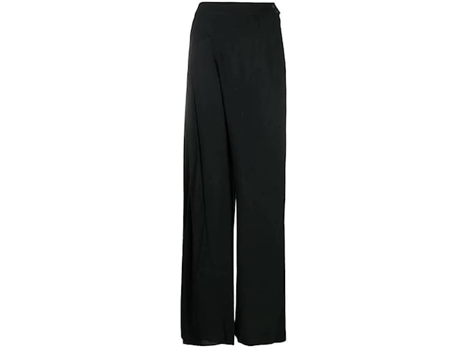 Pantalon Palazzo en soie noire Chanel  ref.1124620