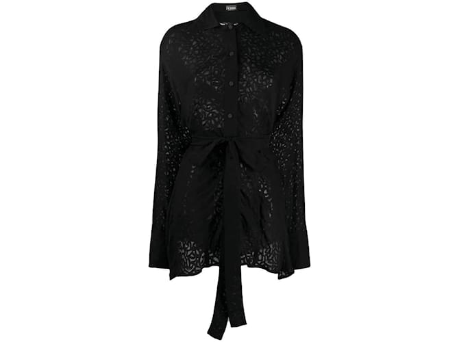 Gianfranco Ferré Camicia Kimono in Seta Nera Nero  ref.1124621