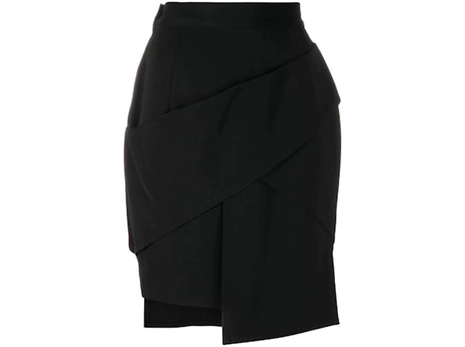 Falda de lana asimétrica negra de Versace Negro  ref.1124627