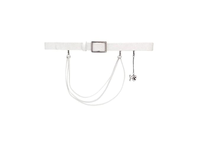 Y3 Y-3 white perforated leather belt  ref.1124636