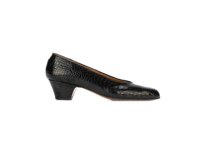 Fendi glänzende schwarze Lederpumps