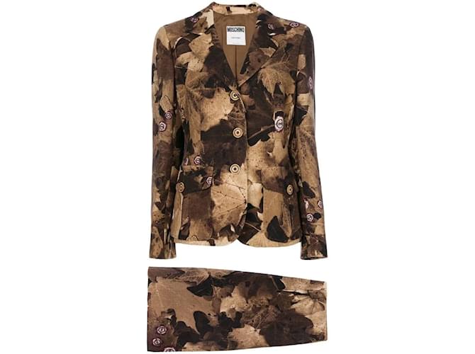 Moschino Brown Floral Pattern Wool Suit Multiple colors  ref.1124640