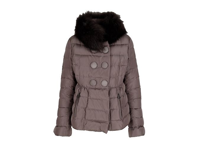 Moncler Down Jacket With Fur Brown