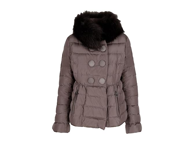 Moncler Down Jacket With Fur Brown  ref.1124655