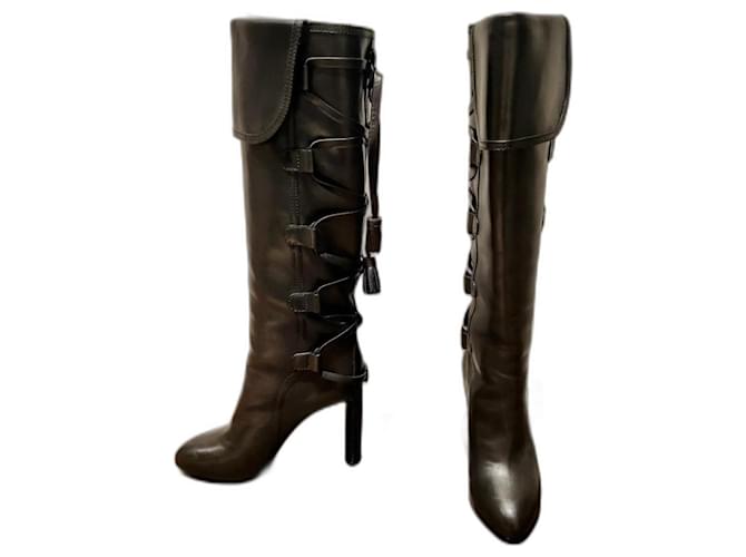Céline Celine high boots Black Leather  ref.1124701