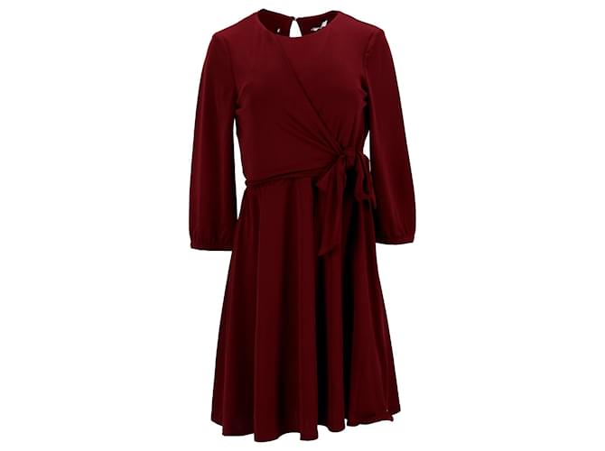 Tommy Hilfiger Damen-Kleid mit drei Viertelärmeln und ausgestelltem Schnitt aus rotem Polyester  ref.1124826