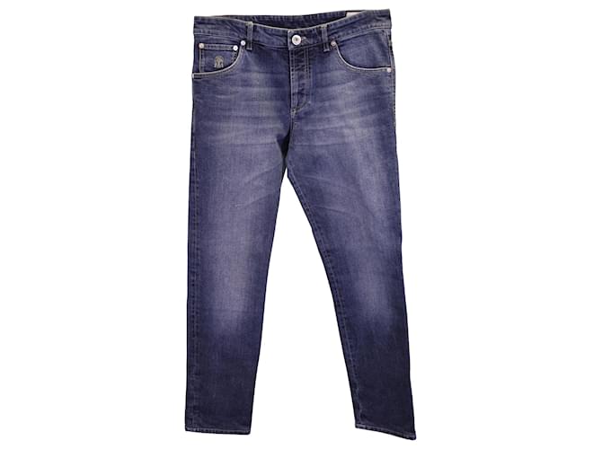 Brunello Cucinelli Denim Skinny Fit Jeans em Algodão Azul  ref.1124837