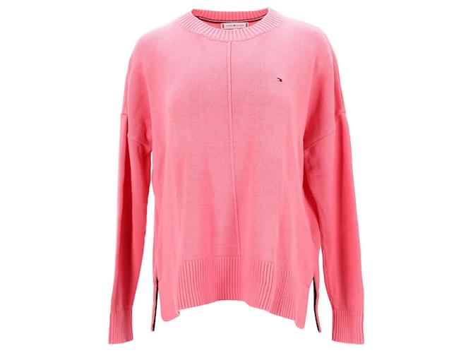Tommy Hilfiger Womens Relaxed Fit Pullover aus Bio-Baumwolle in rosa Baumwolle Pink  ref.1124860