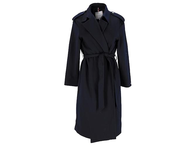 Tommy Hilfiger Womens Th Flex Viscose Blend Wrap Trench Navy blue Polyester  ref.1124903