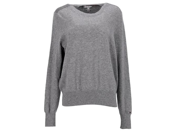 Tommy Hilfiger Womens Relaxed Fit Jumper in Grey Cashmere Wool  ref.1124907