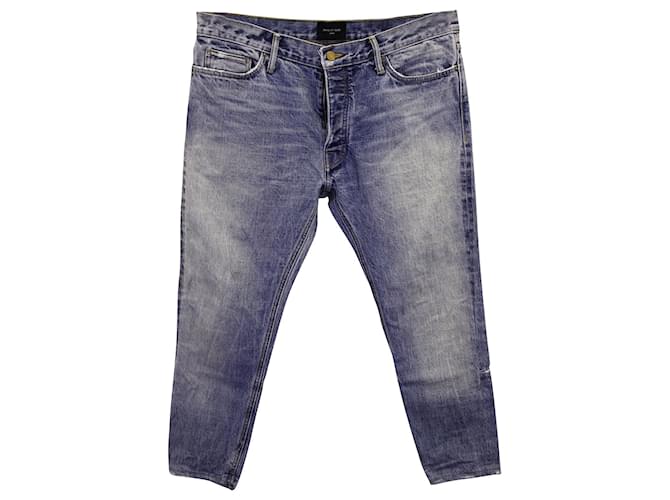 Fear of God Eternal 5-Pocket Straight Leg Jeans in Light Blue Cotton Denim  ref.1124920