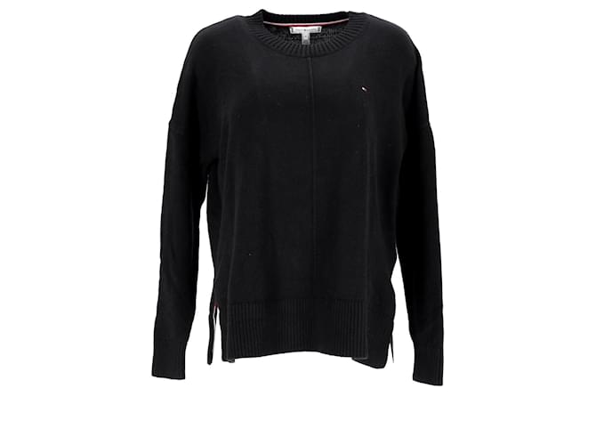 Tommy Hilfiger Damen-Pullover aus Bio-Baumwolle mit entspannter Passform Schwarz  ref.1124929