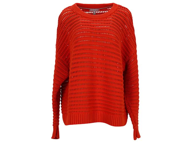 Tommy Hilfiger Suéter feminino de malha com gola redonda em algodão laranja  ref.1124970