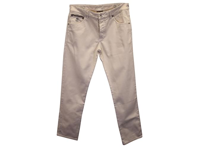 Brunello Cucinelli Slim-Fit-Jeans aus beiger Baumwolle  ref.1125025