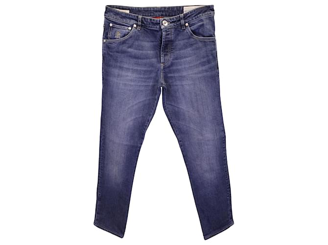 Brunello Cucinelli Denim Skinny Fit Jeans em Algodão Azul  ref.1125026