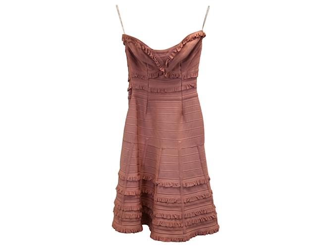 Herve Leger Strapless Mini Dress in Pink Rayon Cellulose fibre  ref.1125027