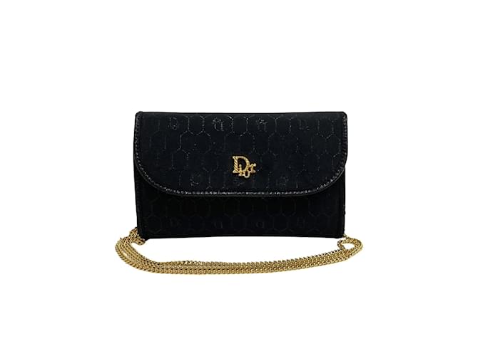 Dior Honeycomb Chain Shoulder Bag 41936 Black Leather Pony-style calfskin  ref.1125087