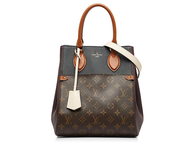 Louis Vuitton Brown Monogram Fold Tote MM Leather Cloth Pony-style calfskin  ref.1125201