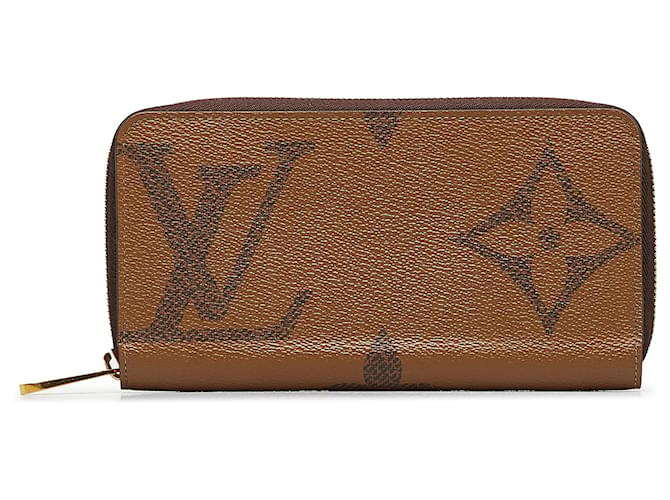 Zippy Cartera con cremallera invertida gigante con monograma marrón de Louis Vuitton Castaño Lienzo  ref.1125218