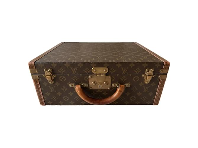 Louis Vuitton Monogram Cotteville suitcase 45 Brown Leather Cloth Metal  ref.1125481