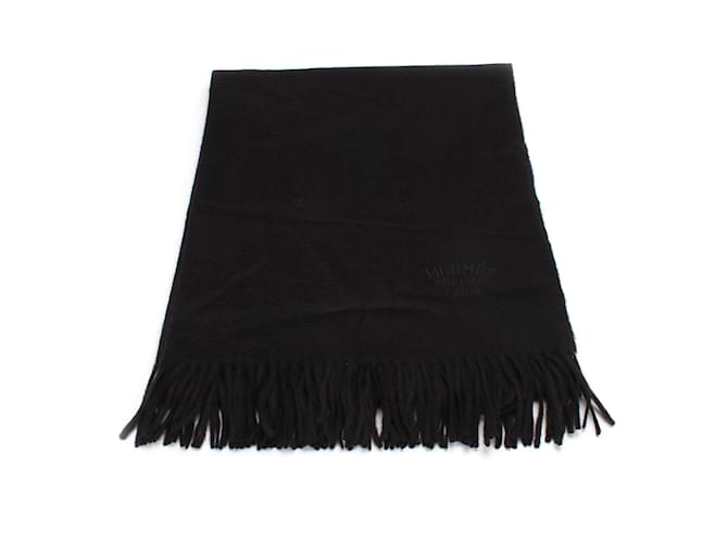 Hermès écharpe en laine Toile Noir  ref.1125618