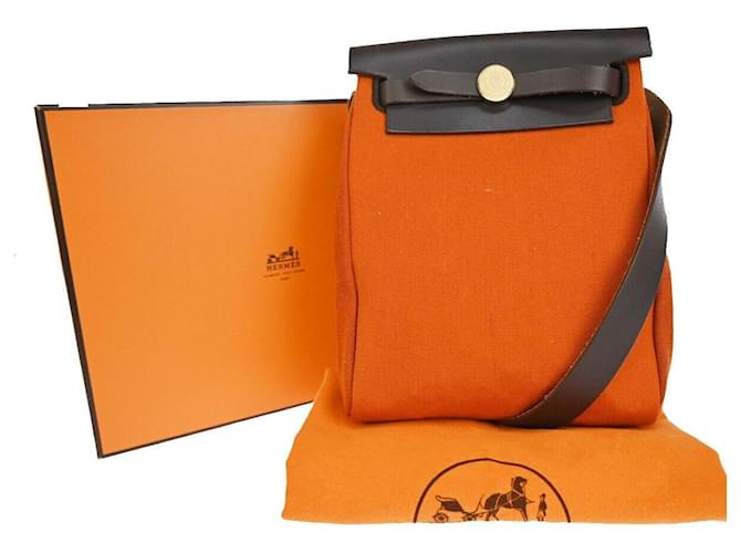 Hermès herbag Toile Orange  ref.1125643