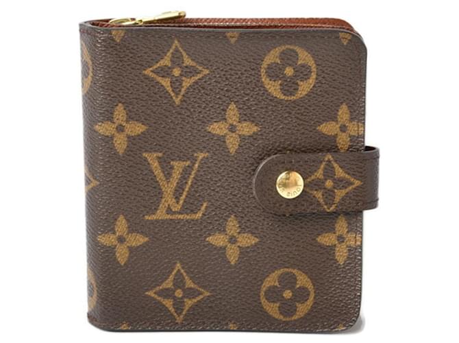 Louis Vuitton Compact zip Marrom Lona  ref.1125650