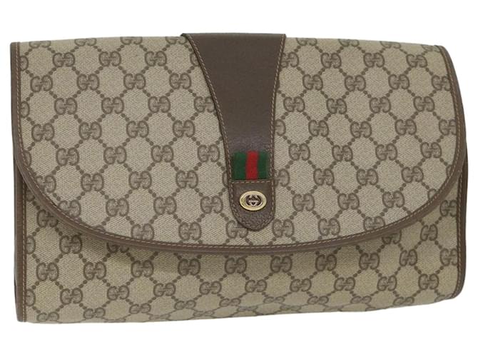 GUCCI GG Supreme Web Sherry Line Clutch Bag Red Beige 156 01 031 Auth bs9677  ref.1126198