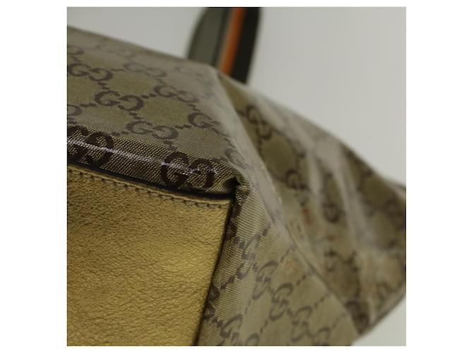 GUCCI GG Crystal Canvas Sherry Line Sac cabas Toile enduite Or Auth 58809 Doré  ref.1126203