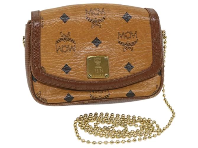 MCM Vicetos Logogram Chain Shoulder Bag Leather Brown Auth ti1320  ref.1126241