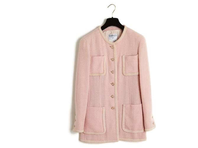 SS1994 Chanel Light Pink Wool Jacket FR38 Laine Rose  ref.1126470