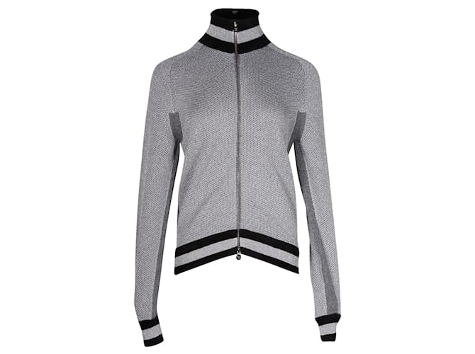 Chanel Zipped Bomber Jacket in Silver Viscose  Silvery Cellulose fibre  ref.1126480