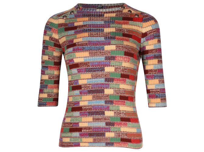 Timeless Gestreifter Chanel-Pullover aus mehrfarbigem Kaschmir Python drucken