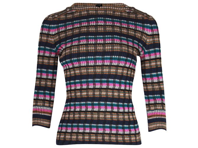 Timeless Gestreifter Chanel-Pullover aus mehrfarbiger Wolle Python drucken