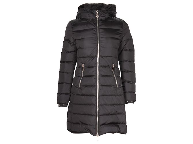 Moncler Long Down Coat in Black Nylon