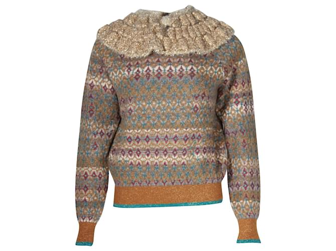 Chanel Metallic Sweater in Gold Viscose Golden Cellulose fibre  ref.1126488