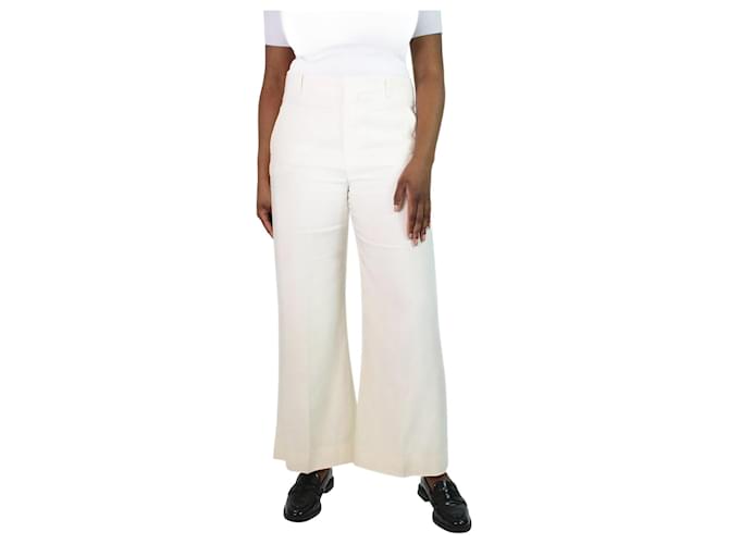 Chloé Cream straight-leg linen-blend trousers - size FR 42  ref.1126552