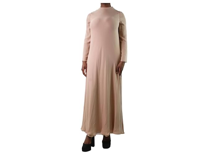 Valentino Rosa Seidenkleid mit Stehkragen – Größe UK 14 Pink  ref.1126553